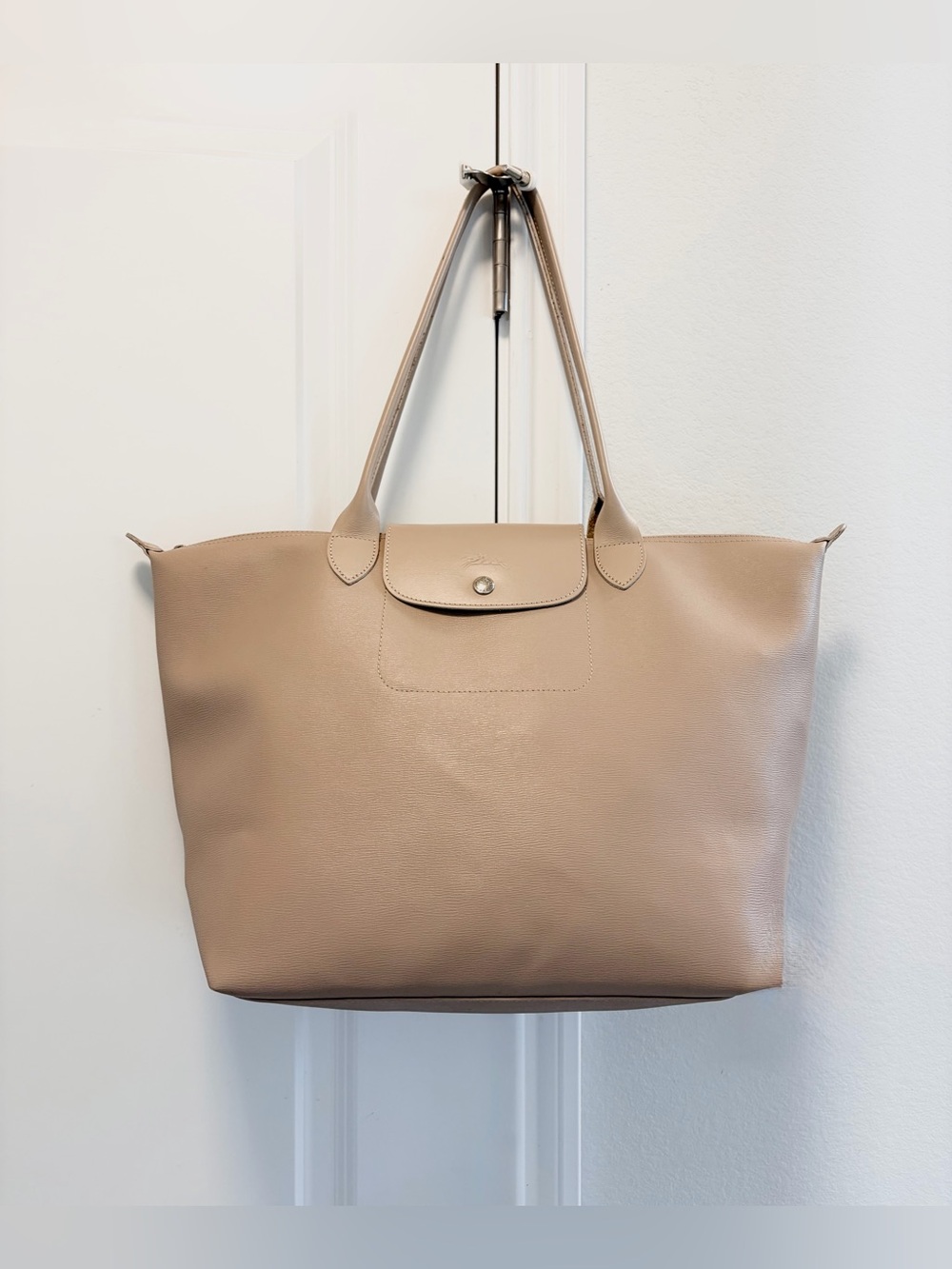 Auth LONGCHAMP Large Le Pliage City Coated Canvas Taupe Tote Bag - Picture 2 of 15